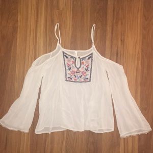 White Off-the-Shoulder Crop Top